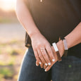 Black & White Barrel Bracelet Set - Olive and Poppy